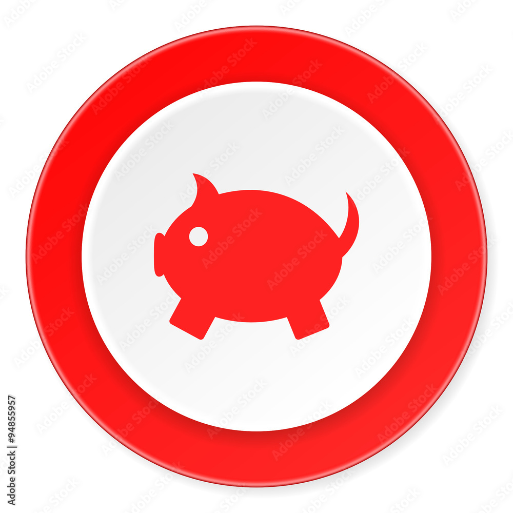 piggy bank red circle 3d modern design flat icon on white background piggy bank red circle 3d modern design flat icon on white background