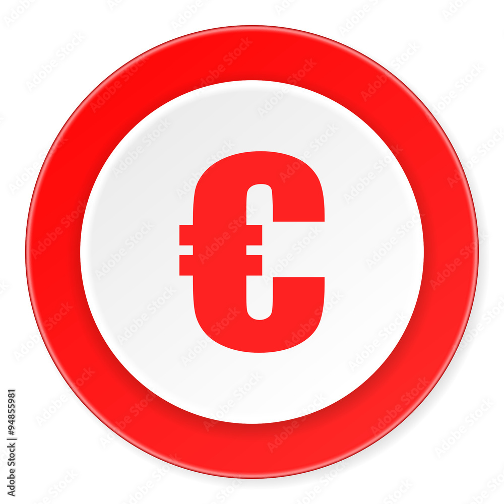 euro red circle 3d modern design flat icon on white background euro red circle 3d modern design flat icon on white background