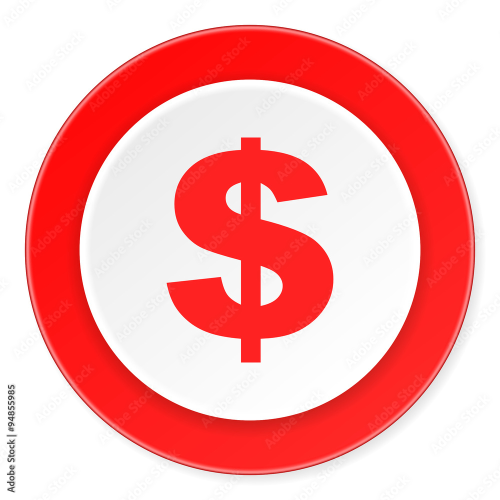 dollar red circle 3d modern design flat icon on white background dollar red circle 3d modern design flat icon on white background