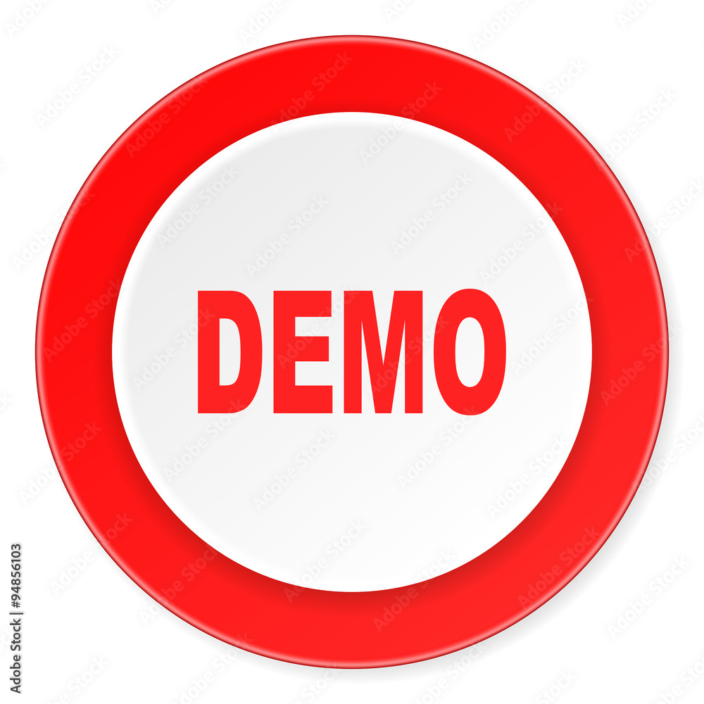 demo red circle 3d modern design flat icon on white background demo red circle 3d modern design flat icon on white background