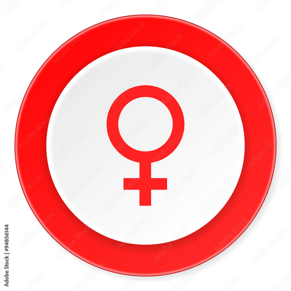 female red circle 3d modern design flat icon on white background female red circle 3d modern design flat icon on white background