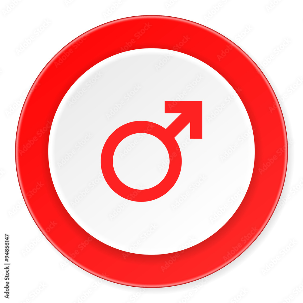 male red circle 3d modern design flat icon on white background male red circle 3d modern design flat icon on white background