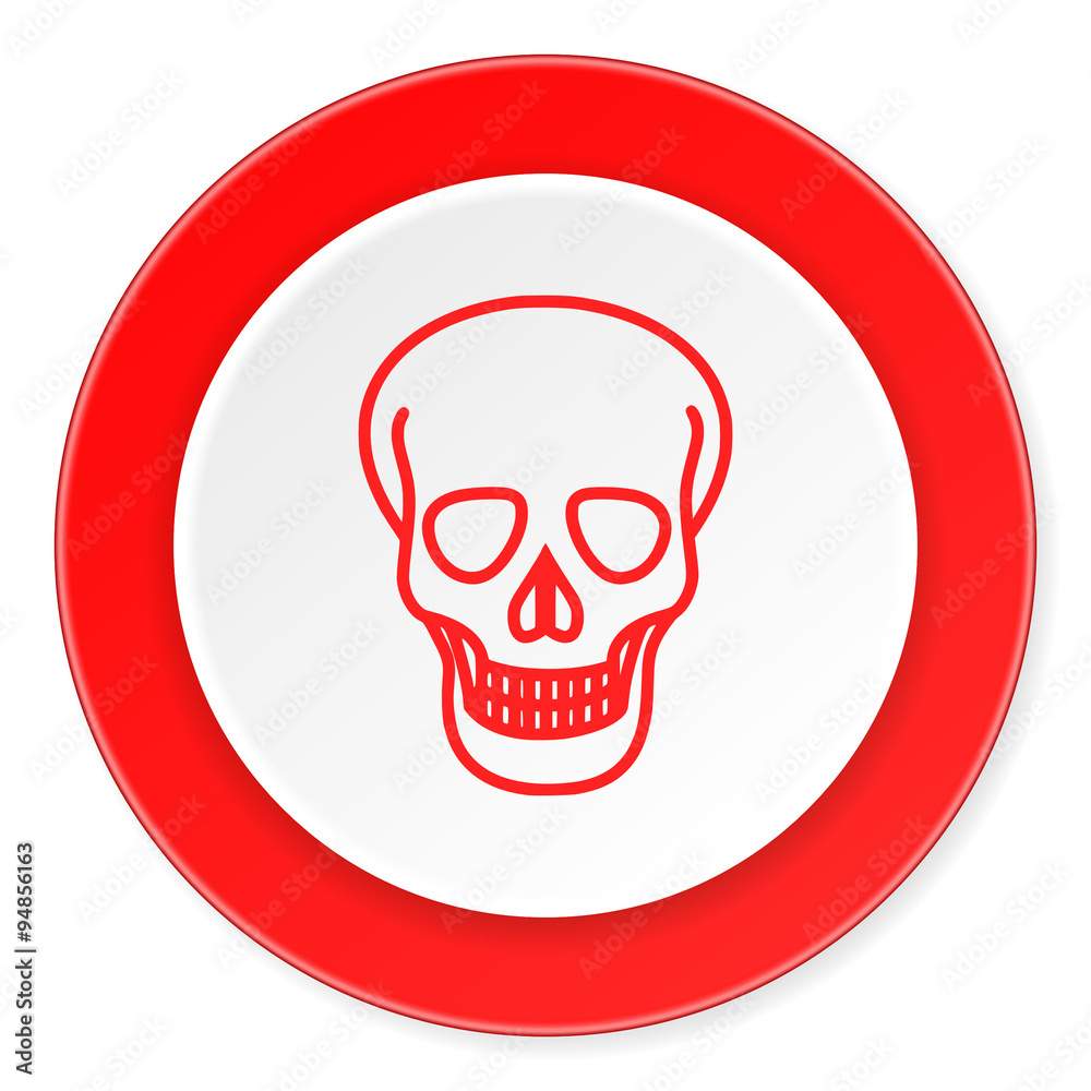 skull red circle 3d modern design flat icon on white background skull red circle 3d modern design flat icon on white background