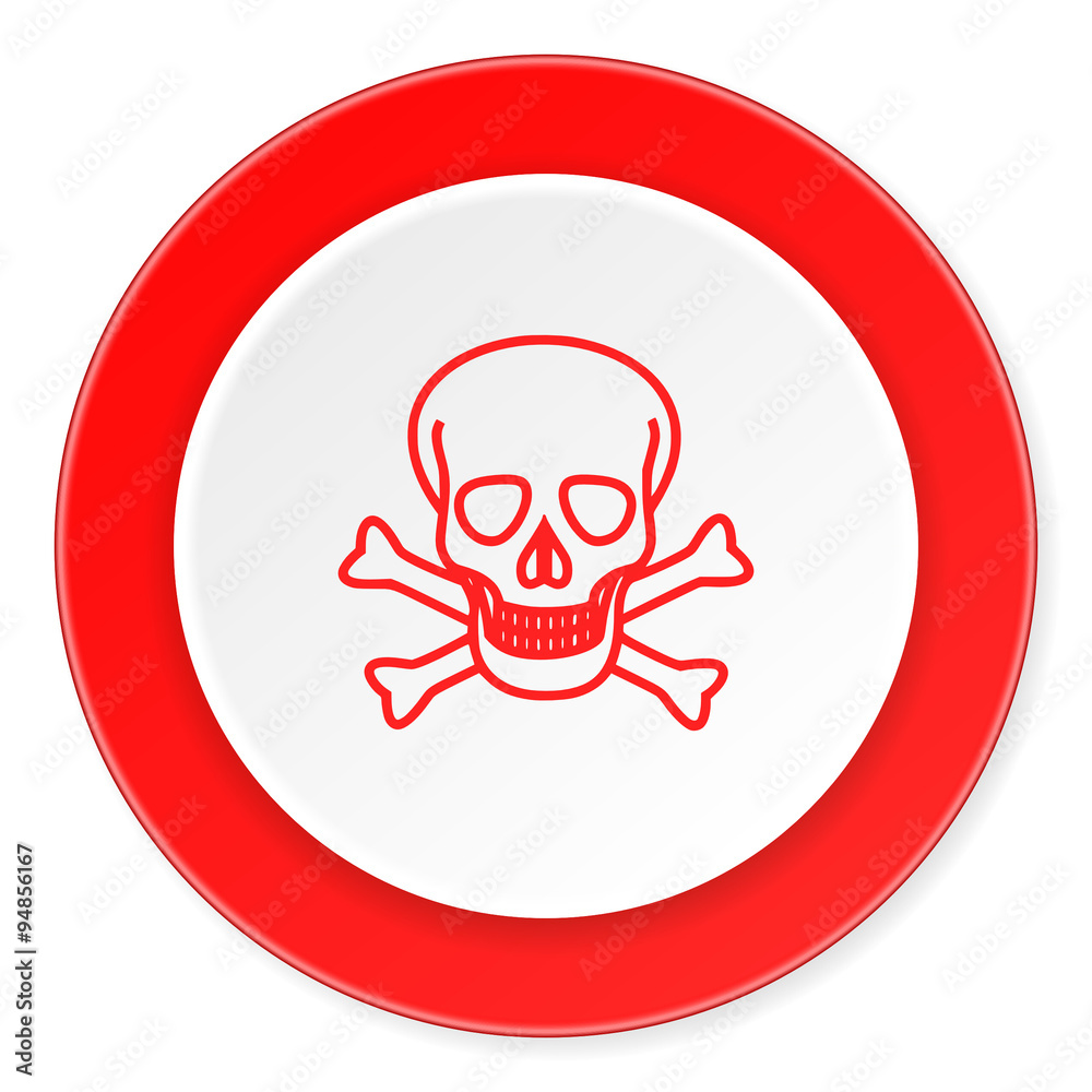 skull red circle 3d modern design flat icon on white background skull red circle 3d modern design flat icon on white background