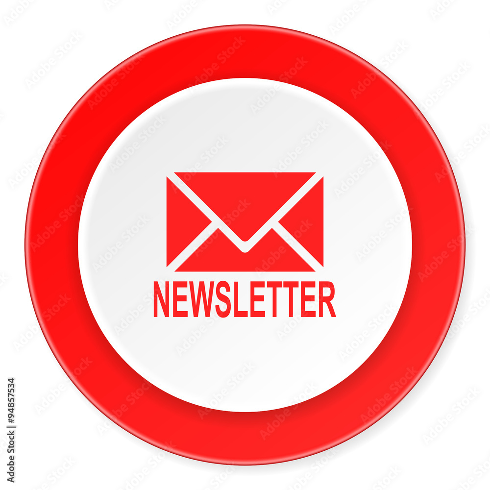 newsletter red circle 3d modern design flat icon on white background newsletter red circle 3d modern design flat icon on white background