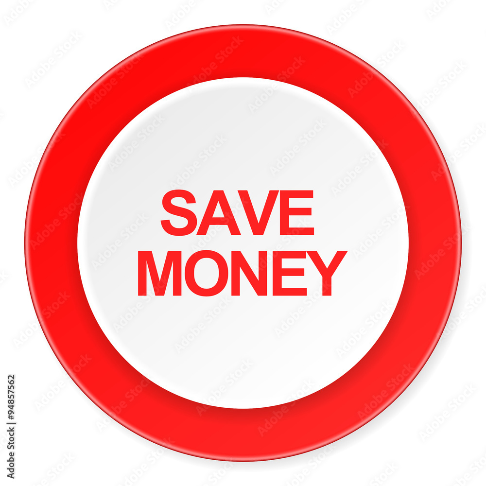save money red circle 3d modern design flat icon on white background save money red circle 3d modern design flat icon on white background