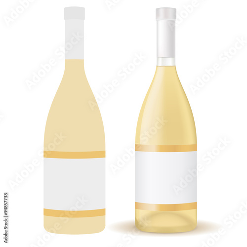 A bottle of white wine with blank label.