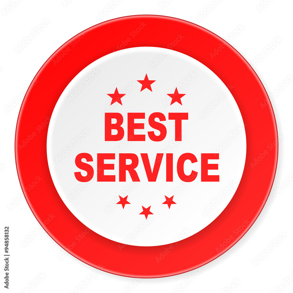 best service red circle 3d modern design flat icon on white background