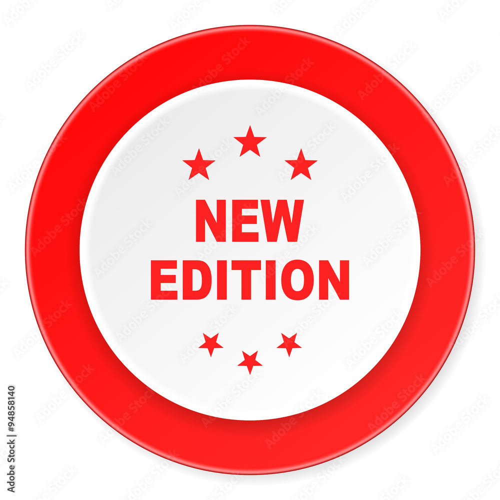 new edition red circle 3d modern design flat icon on white background new edition red circle 3d modern design flat icon on white background