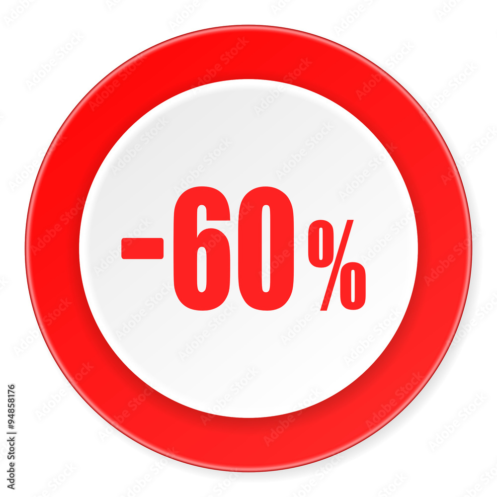 60 percent sale retail red circle 3d modern design flat icon on white background 60 percent sale retail red circle 3d modern design flat icon on white background
