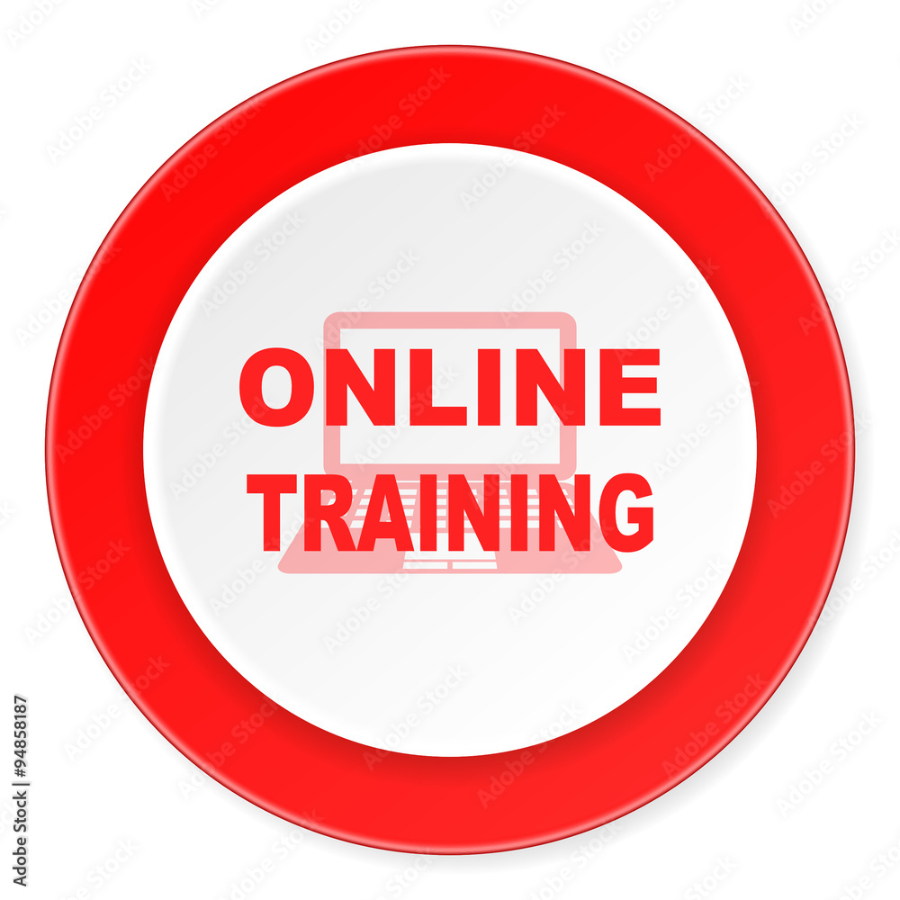 online training red circle 3d modern design flat icon on white background online training red circle 3d modern design flat icon on white background