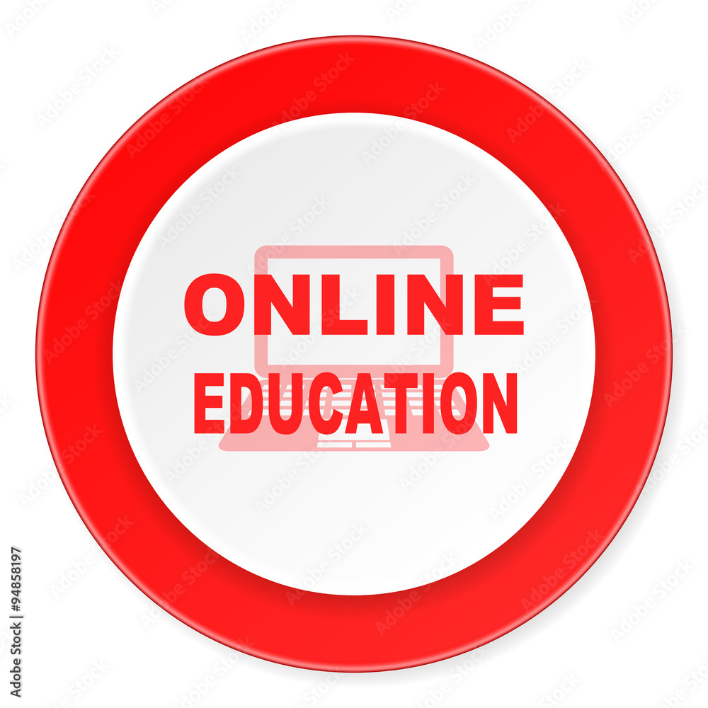 online education red circle 3d modern design flat icon on white background online education red circle 3d modern design flat icon on white background