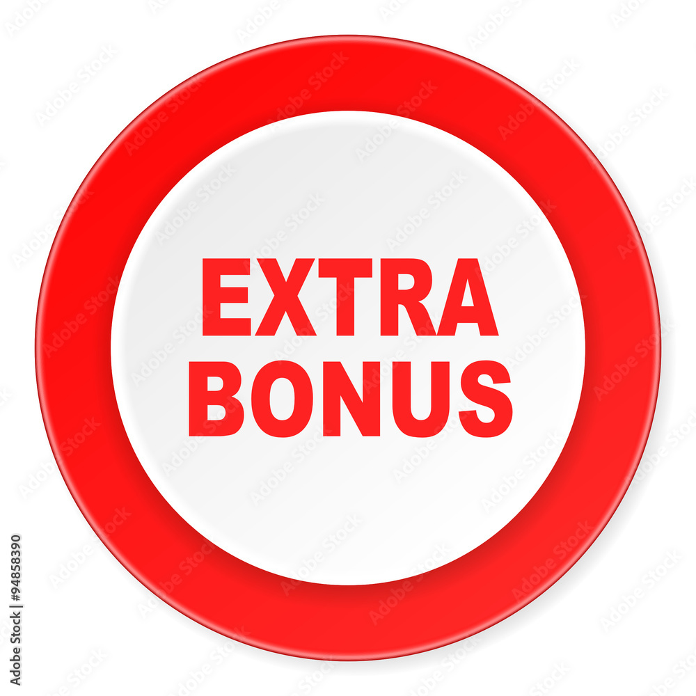 extra bonus red circle 3d modern design flat icon on white background extra bonus red circle 3d modern design flat icon on white background