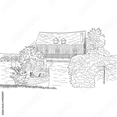 Tableau sur toile Vernon. Vintage vector city sketching for your design