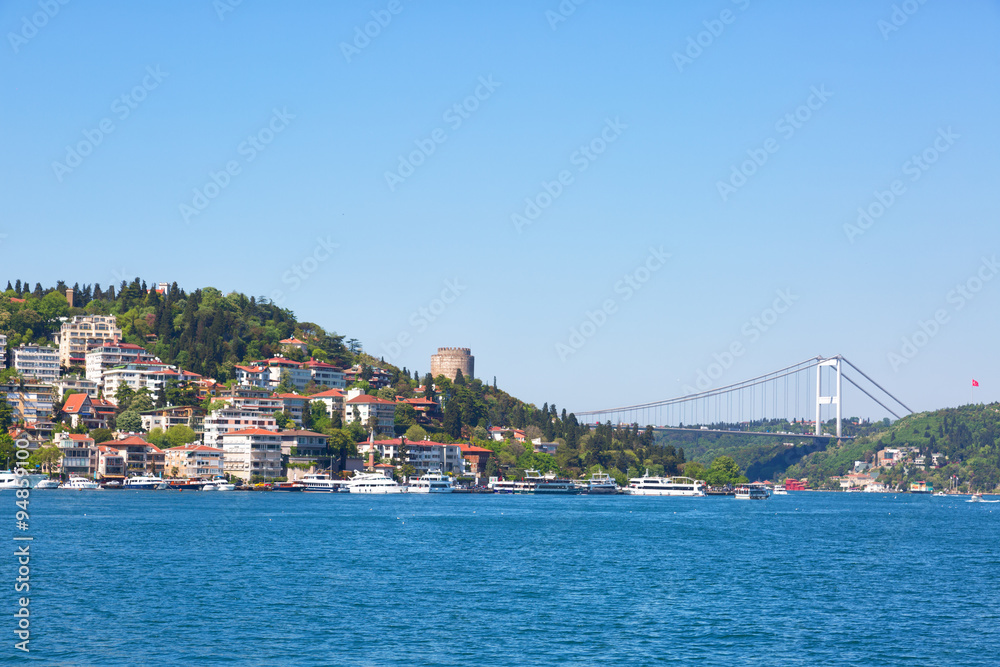 bridge through Bosphorus, Istanbul, Turkey