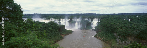 Panoramic view of Iguazu Waterfalls in Parque Nacional Iguazu  border of Brazil and Argentina
