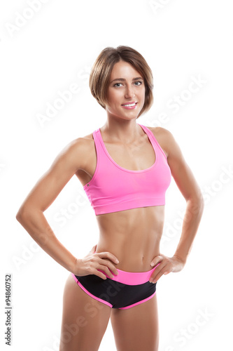 Fitness woman isolated on white background