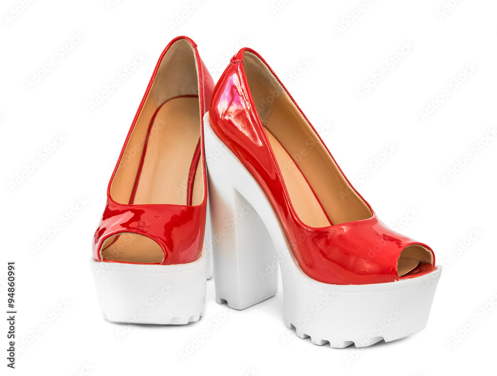 modern red patent leather shoes on white heels modern red patent leather shoes on white heels