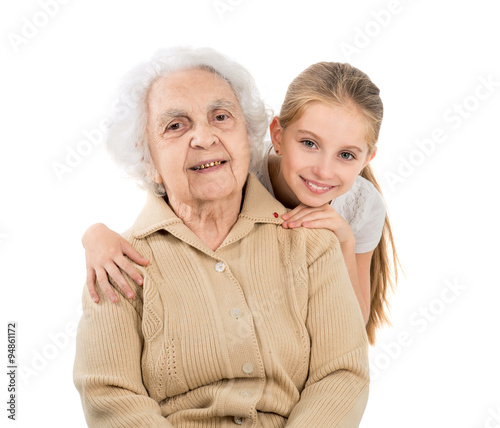 little girl with greatgrandmother photo