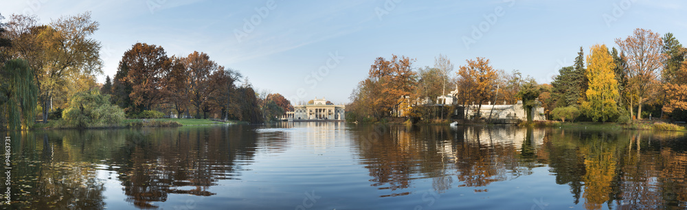 Panorama of Royal Palace on the Water in the Lazienki Park, Wars