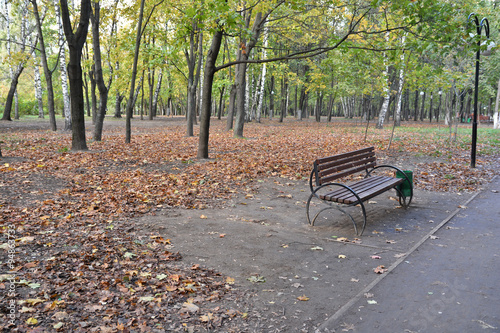 Fototapeta Naklejka Na Ścianę i Meble -  Bench in the autumn Park.