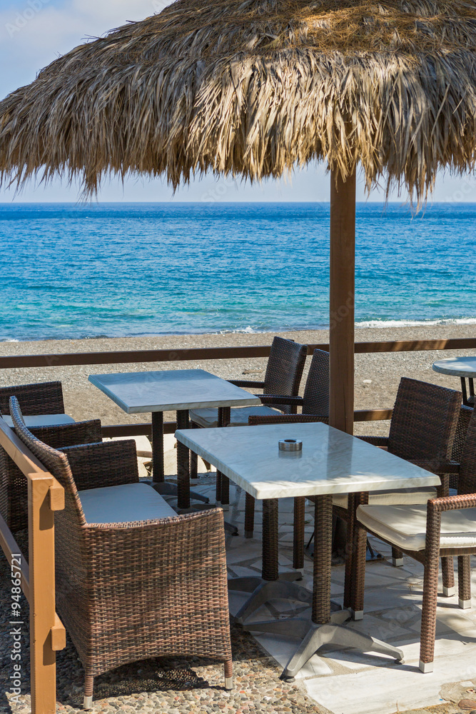 Tables in cafe on the beach