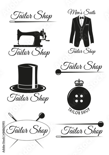 Set of black badges for tailor shops