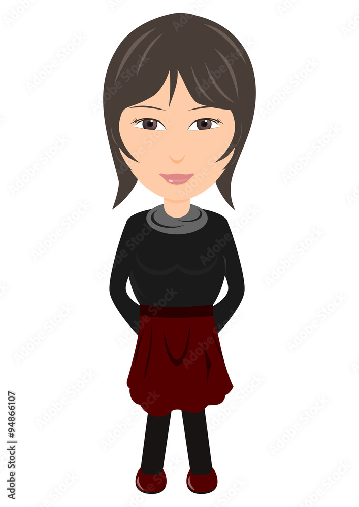 タートルネックとスカートの女性