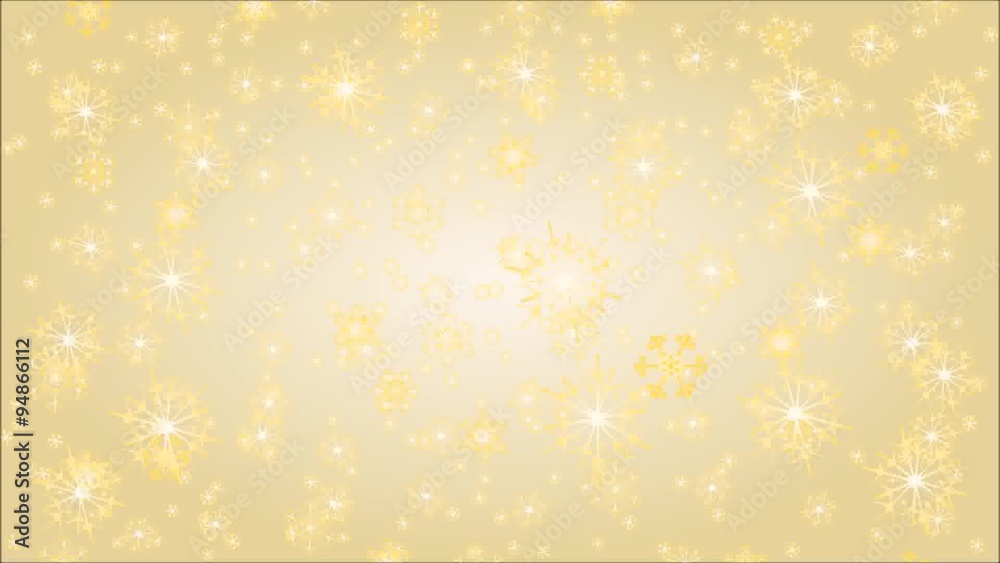 Animation of illustration Christmas theme golden snowflakes on a gold background video