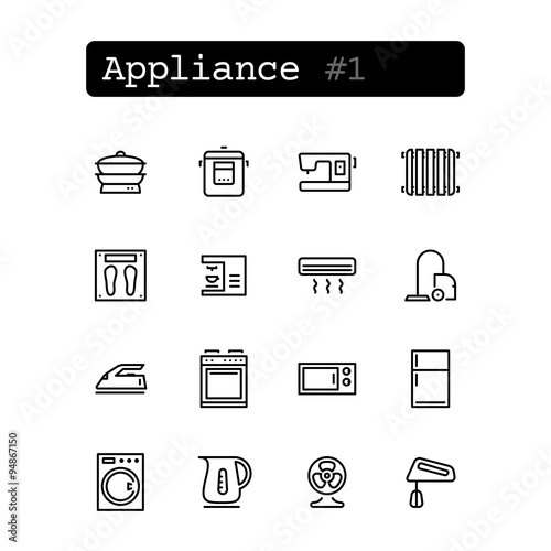 Set line thin icons. Vector. Shopping, appliance