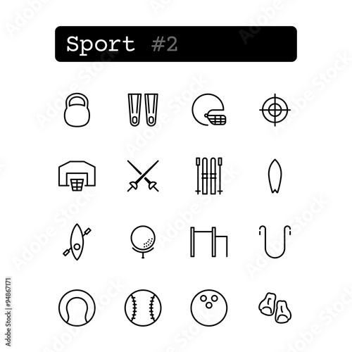 Set line thin icons. Vector. Sport