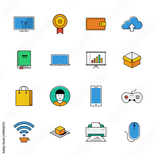 Icons vector set. Color line signs. Web elemens