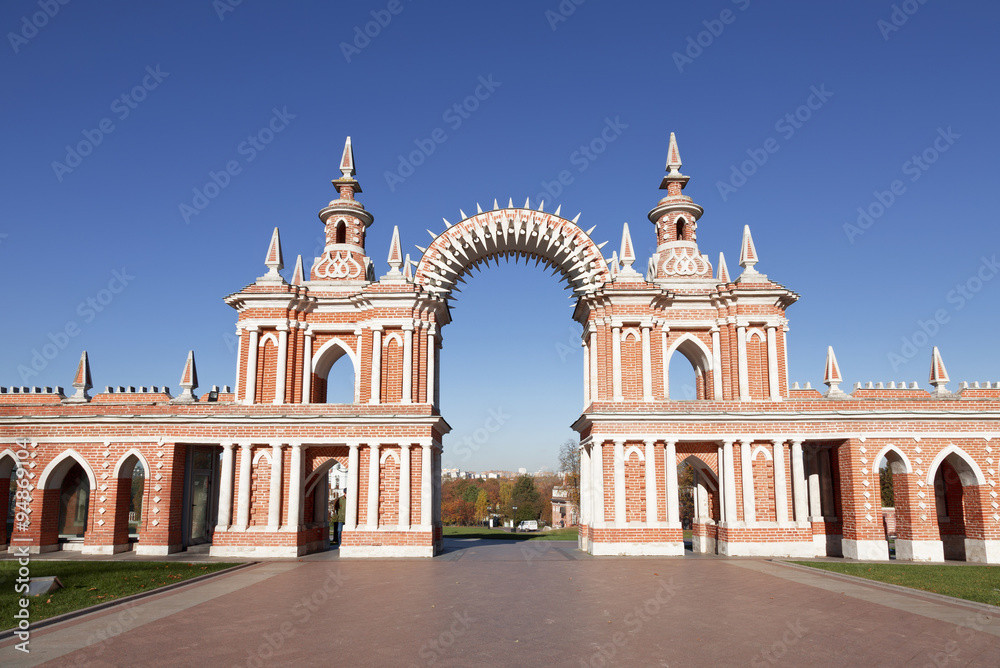 The arch in Tsaritsyno museum and reserve, Moscow, Russia