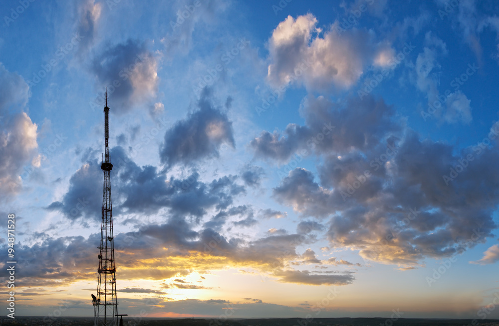 Sunset and tower Sunset and tower