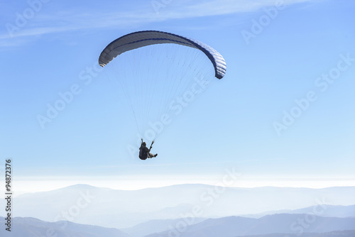 Paragliding in the sky.