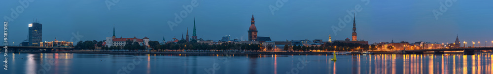 Night panorama of Riga, capital of Latvia