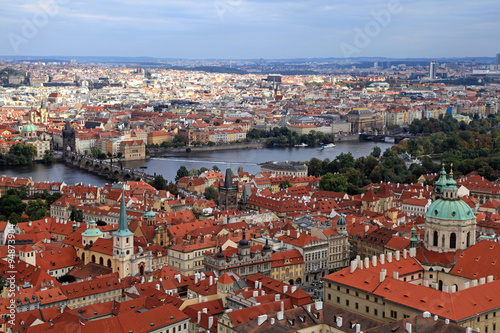 Panorama of Prague Old Town and Vltava river, Czech Republic.