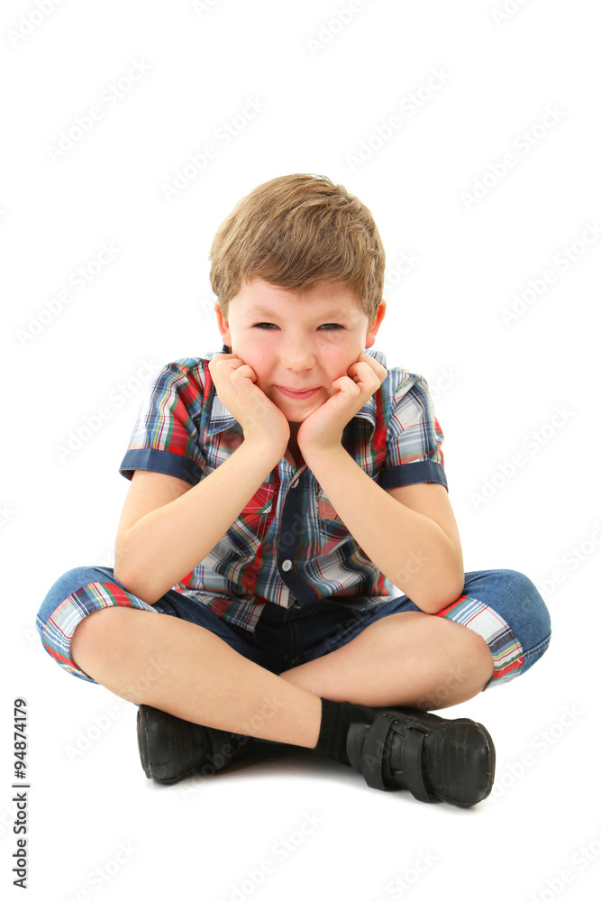 Portrait of beautiful little boy isolated on white Portrait of beautiful little boy isolated on white