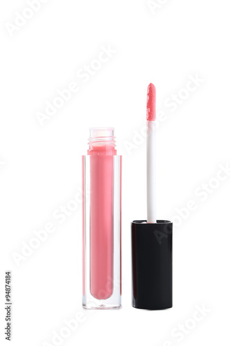 Pink lip gloss isolated on a white