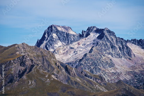 Peaks Balaitous 3144 m and Frondellas 3063 m from west