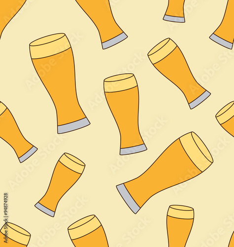 Seamless Pattern Glass Beer Cups