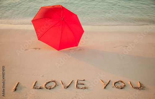 Slika na platnu "I love you" drawn on sand