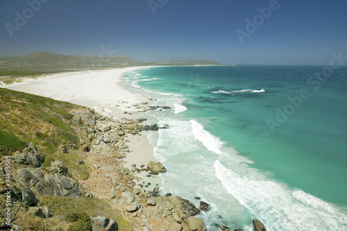 North of Hout Bay  Southern Cape Peninsula  outside of Cape Town  South Africa  a view of Atlantic Ocean and white sand beaches
