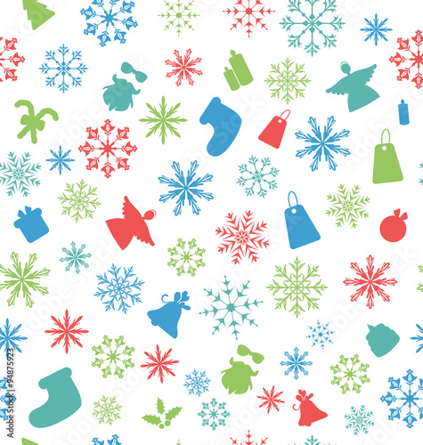 Christmas Seamless Pattern with Traditional Elements