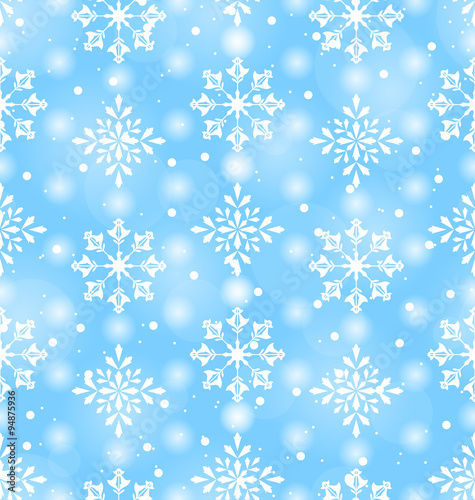 Seamless Pattern with Beautiful Snowflakes