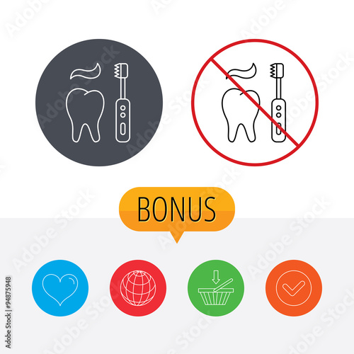 Brushing teeth icon. Electric toothbrush sign.