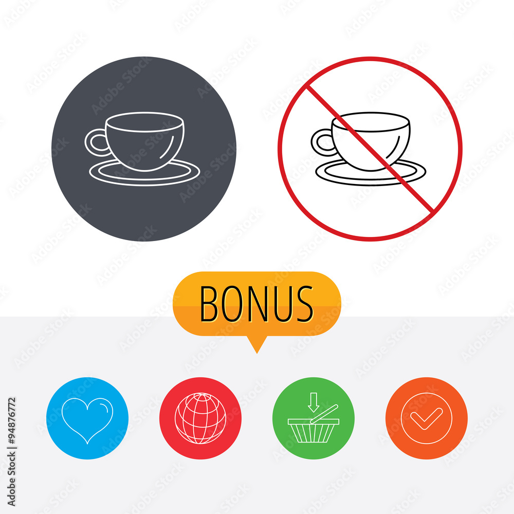 Coffee cup icon. Tea or hot drink sign. Coffee cup icon. Tea or hot drink sign.