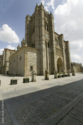 Catedral de çvila Ð çvila Cathedra, Cathedral of Avila, the oldest Gothic church in Spain in the old Castilian Spanish village of Avila photo