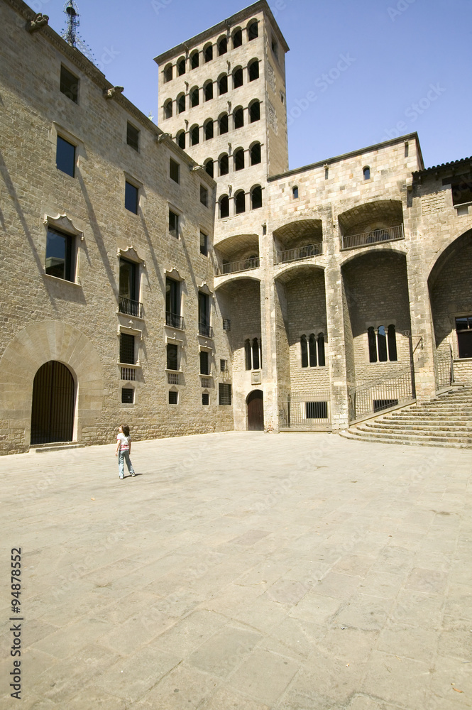 Courtyard of the Plaa del Rei, Barcelona Spain, the site where King Ferdinand and Queen Isabella first heard of Columbus' exploits in the new world
