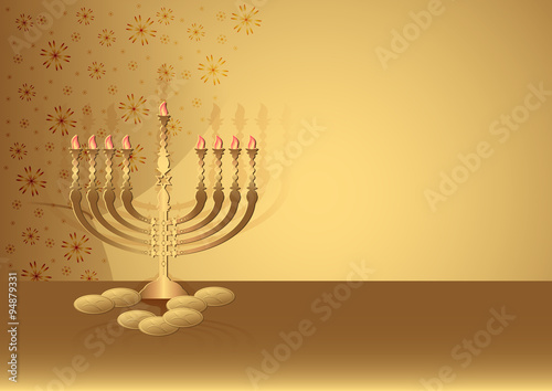 Postcard for congratulations with Festival of Lights Hanukkah
